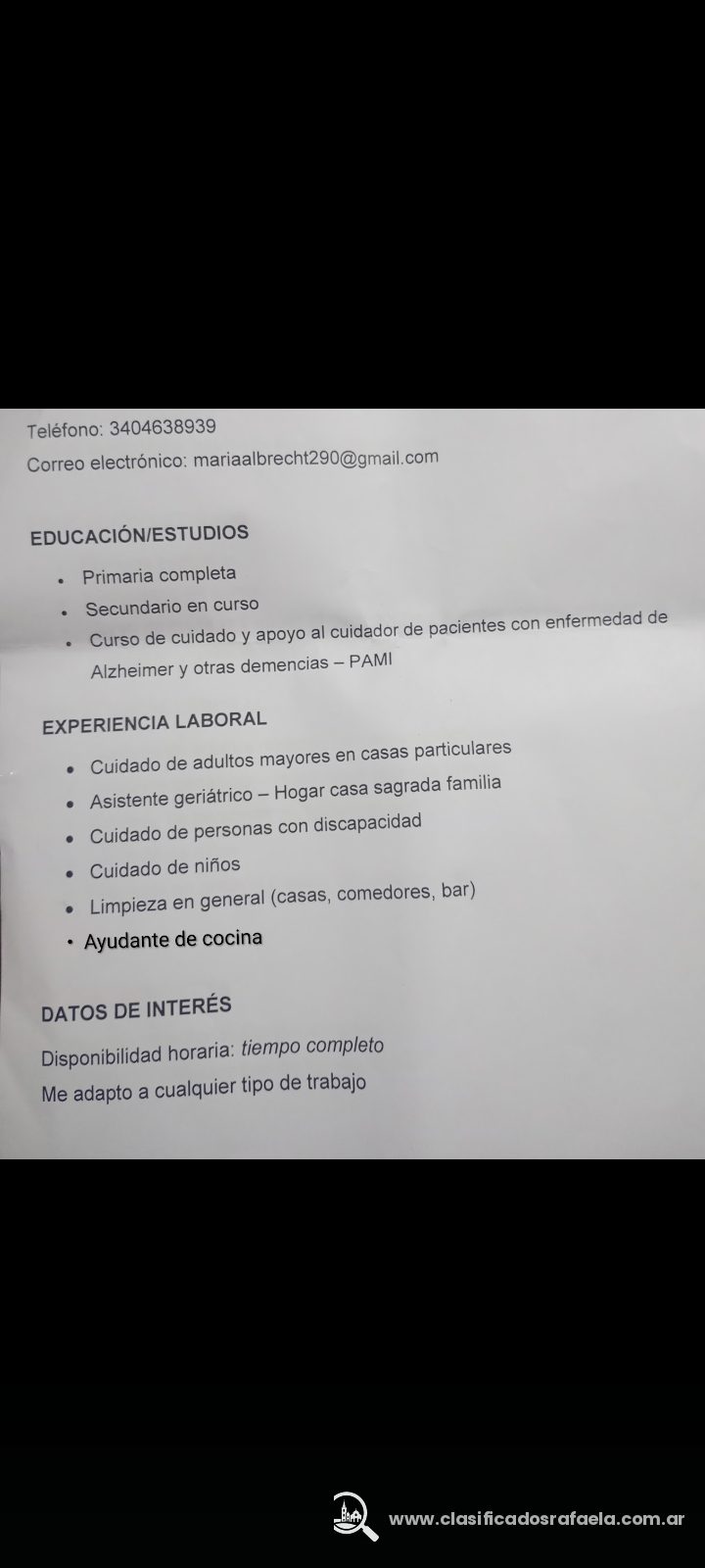Busco trabajo en Empleos - Rafaela
